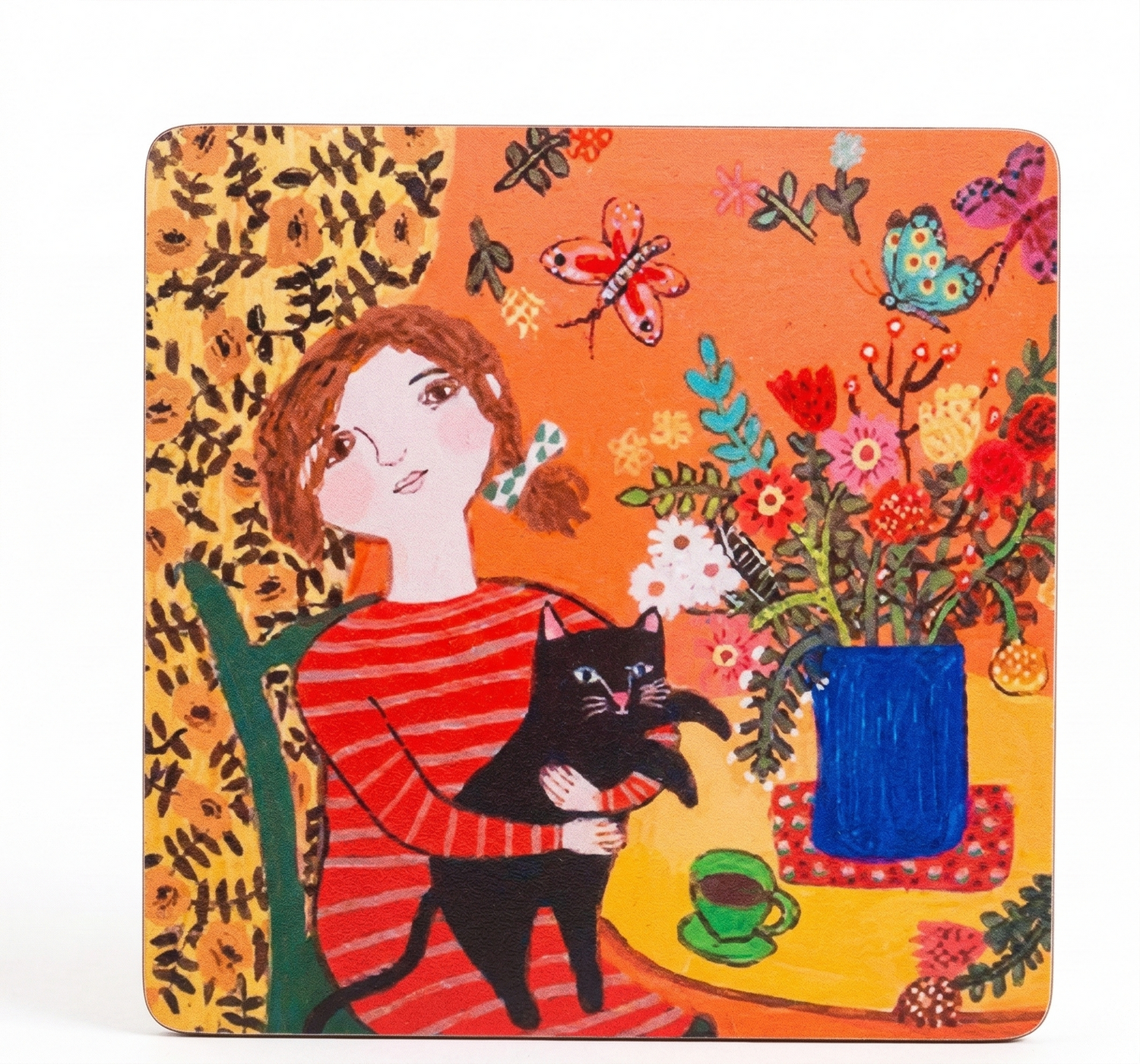 Katha Plates Wall Art • Multicolor • 4″×4″ (Set of 1) • MDF • Ready-to-Hang Walll Décor for Home, Hotel, Café & Office